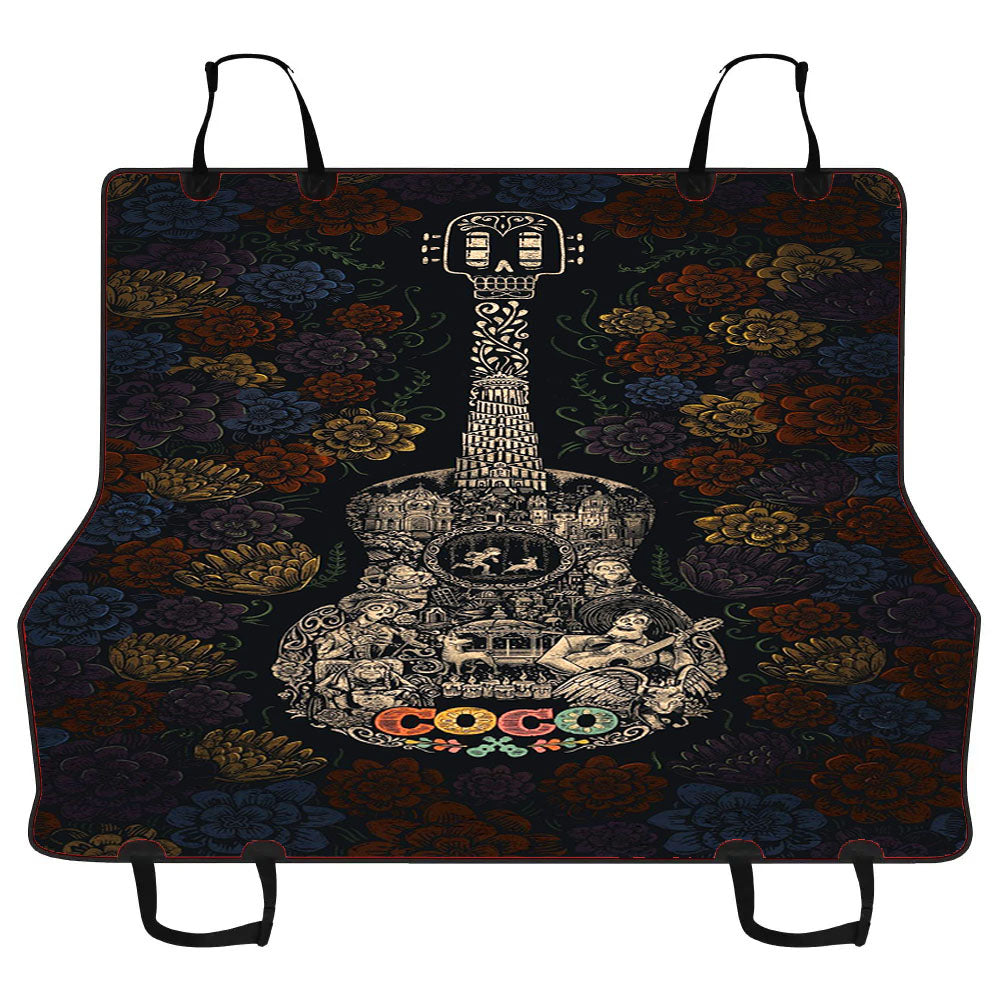 Coco Guitar Flower Pattern Car Pet Seat Cover