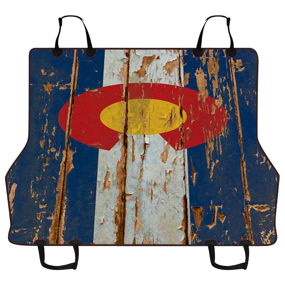 Colorado State Wood Flag Car Pet Seat Cover