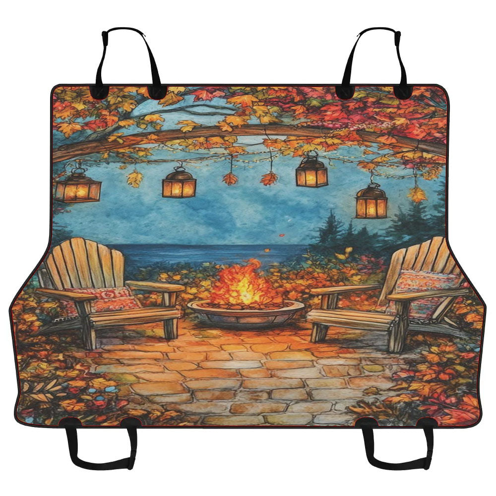 Cozy Autumn Campfire Car Pet Seat Cover