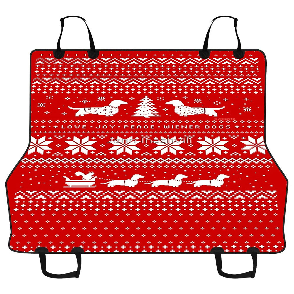 Dachshunds Christmas Sweater Pattern Car Pet Seat Cover