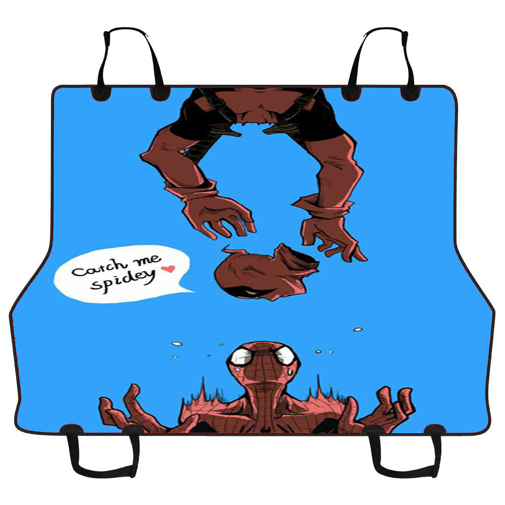 Deadpool And Spiderman Crazy Car Pet Seat Cover