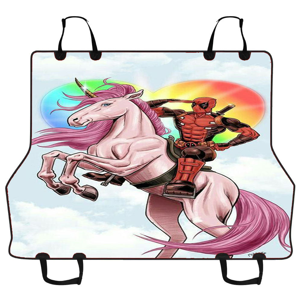 Deadpool Riding With Unicorn Car Pet Seat Cover