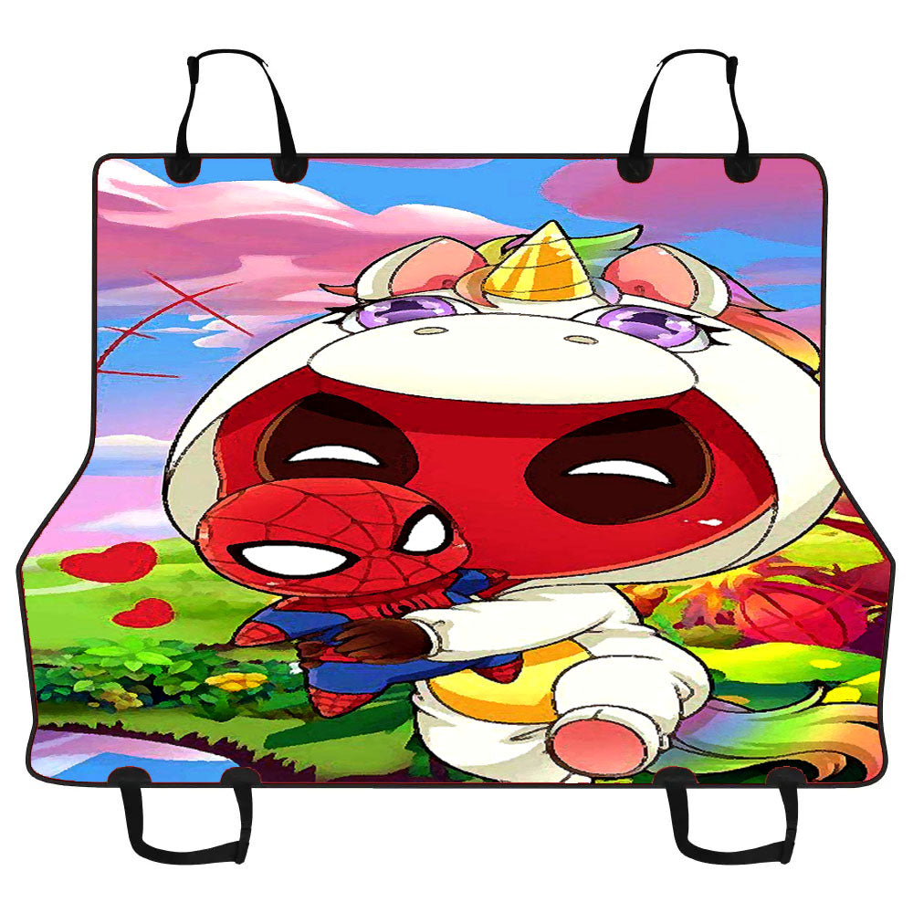 Deadpool X Spiderman X Unicorn Tropical Car Pet Seat Cover