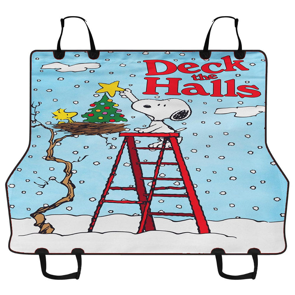 Deck The Halls Snoopy And Woodstock Christmas Car Pet Seat Cover