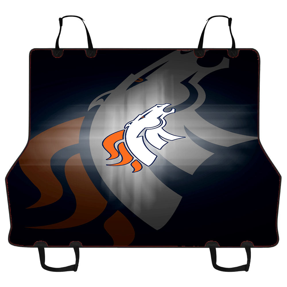 Denver Broncos Emblem And Silhouette Flag Car Pet Seat Cover