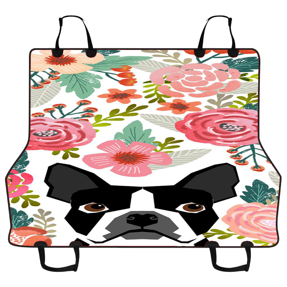 Floral Pug Puppy Car Pet Seat Cover