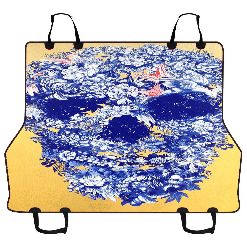 Floral Skull Car Pet Seat Cover