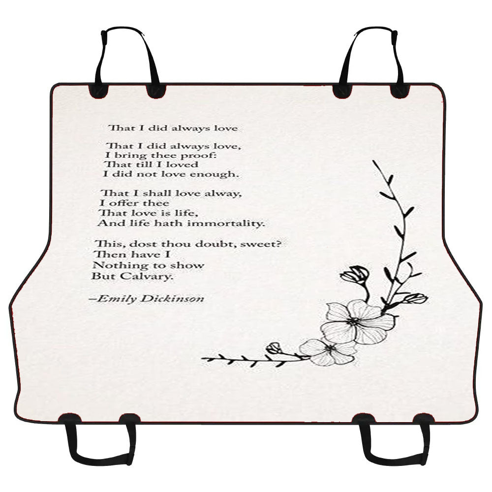 Flower Poem Car Pet Seat Cover