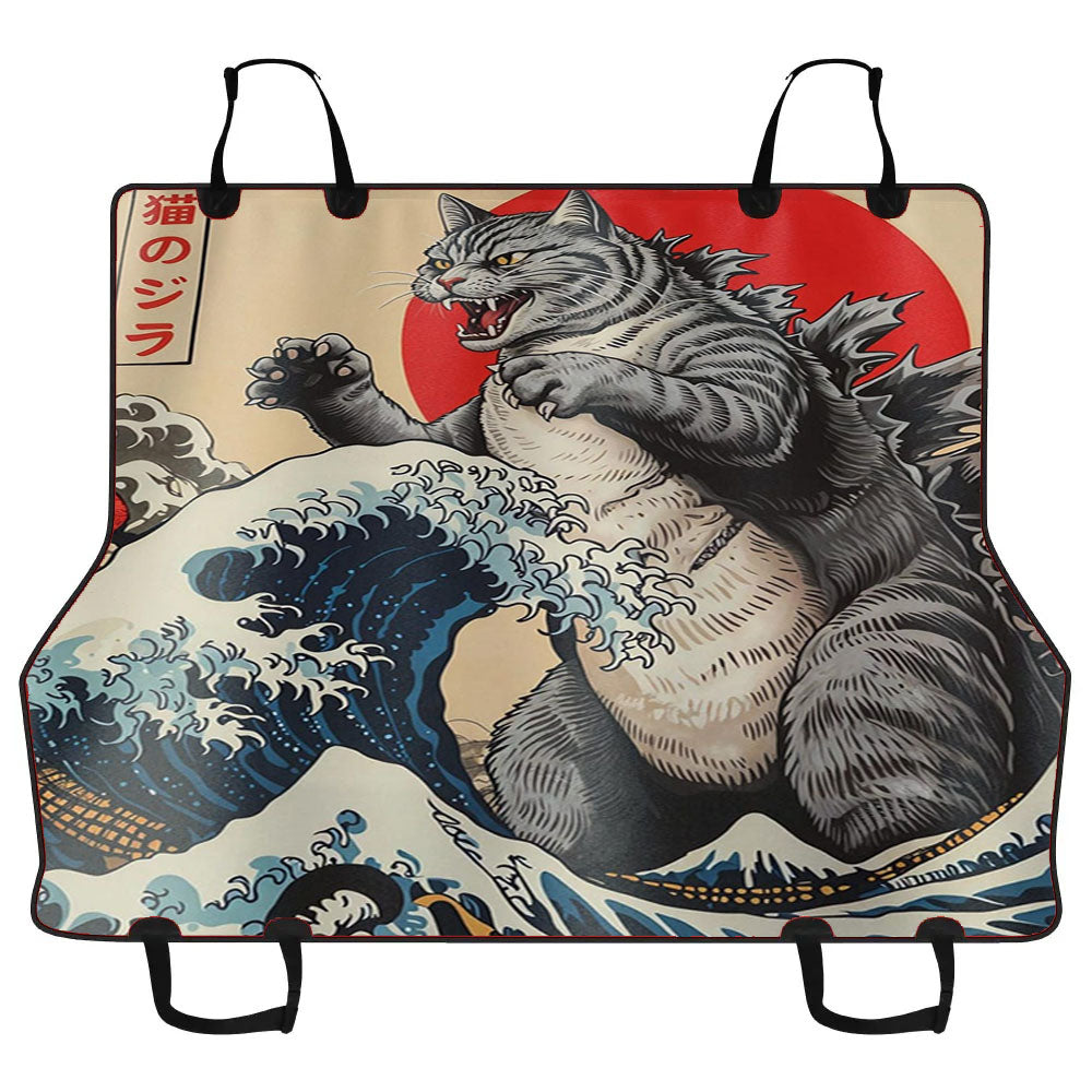 Funny Japanese Catzilla Car Pet Seat Cover
