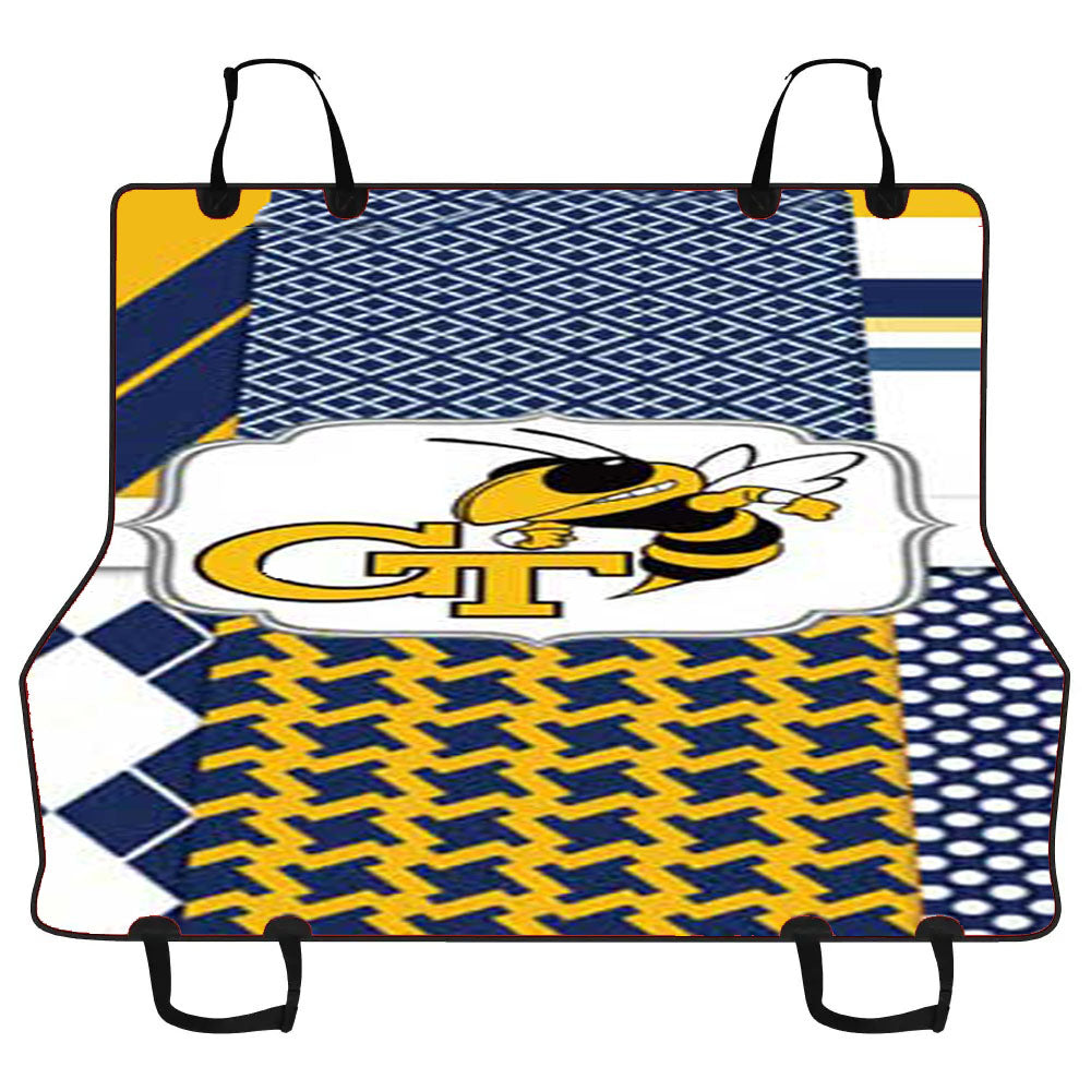 Georgia Tech Bkg Pattern Logo Car Pet Seat Cover