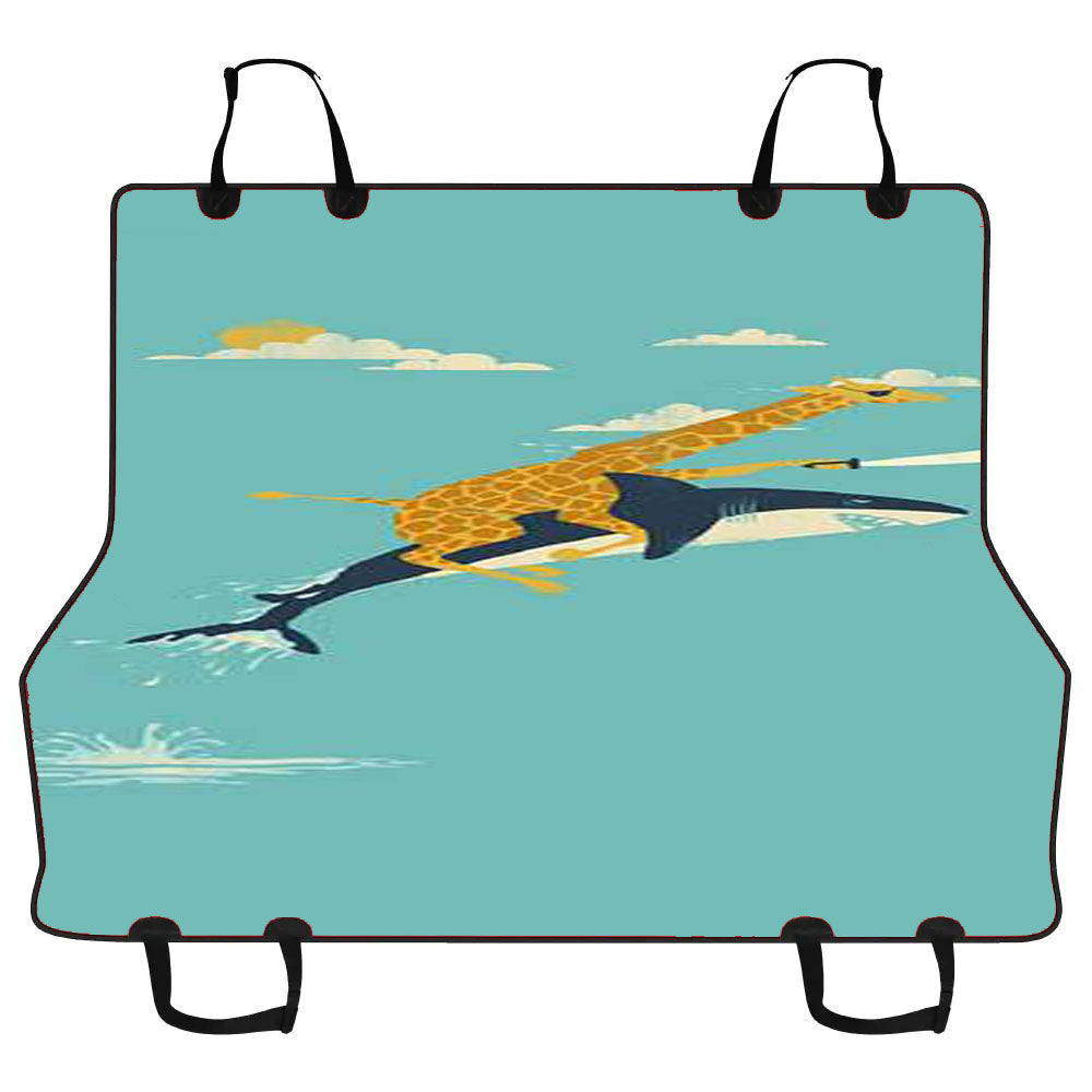 Giraffe Riding Shark Car Pet Seat Cover