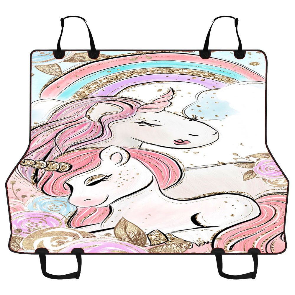 Glitter Rainbow Unicorn Car Pet Seat Cover