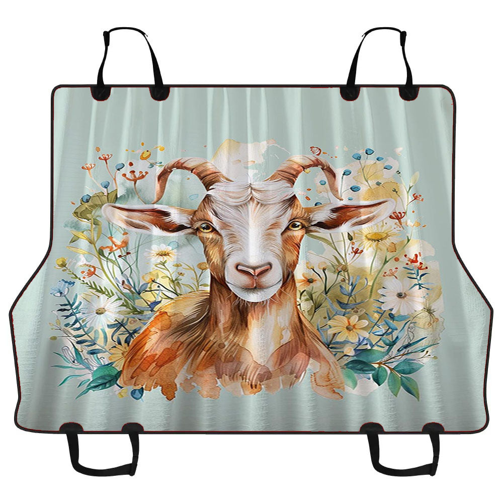 Goat In Wildflowers Car Pet Seat Cover