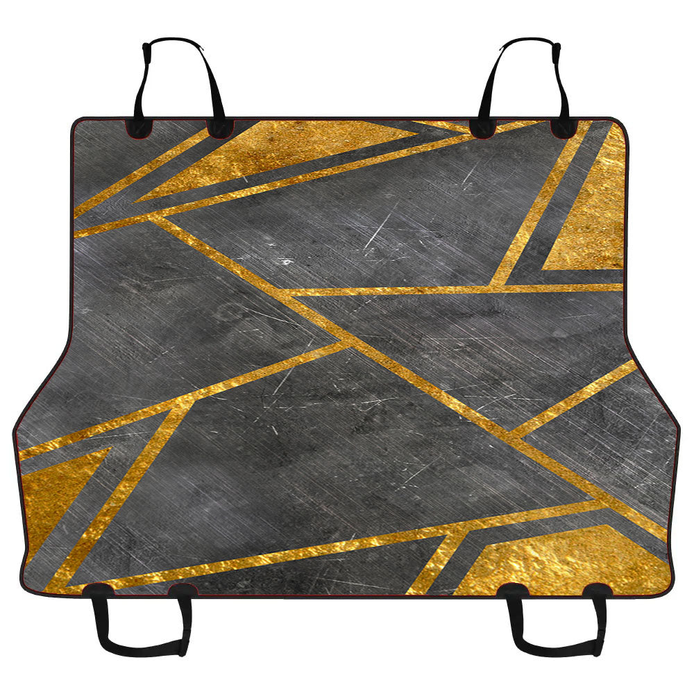 Gold And Grey Metal Texture Abstract Triangle Geometric Car Pet Seat Cover