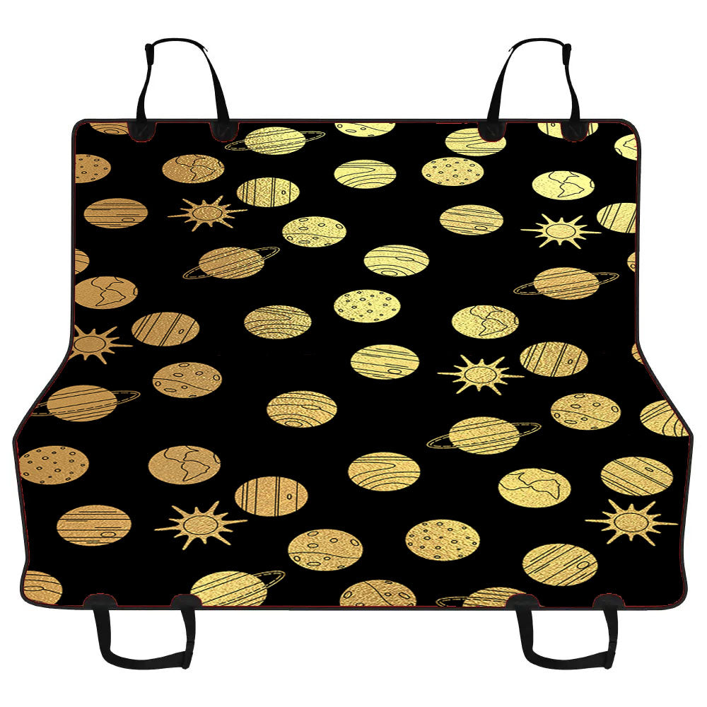 Gold Black Planet Pattern Doodle Car Pet Seat Cover