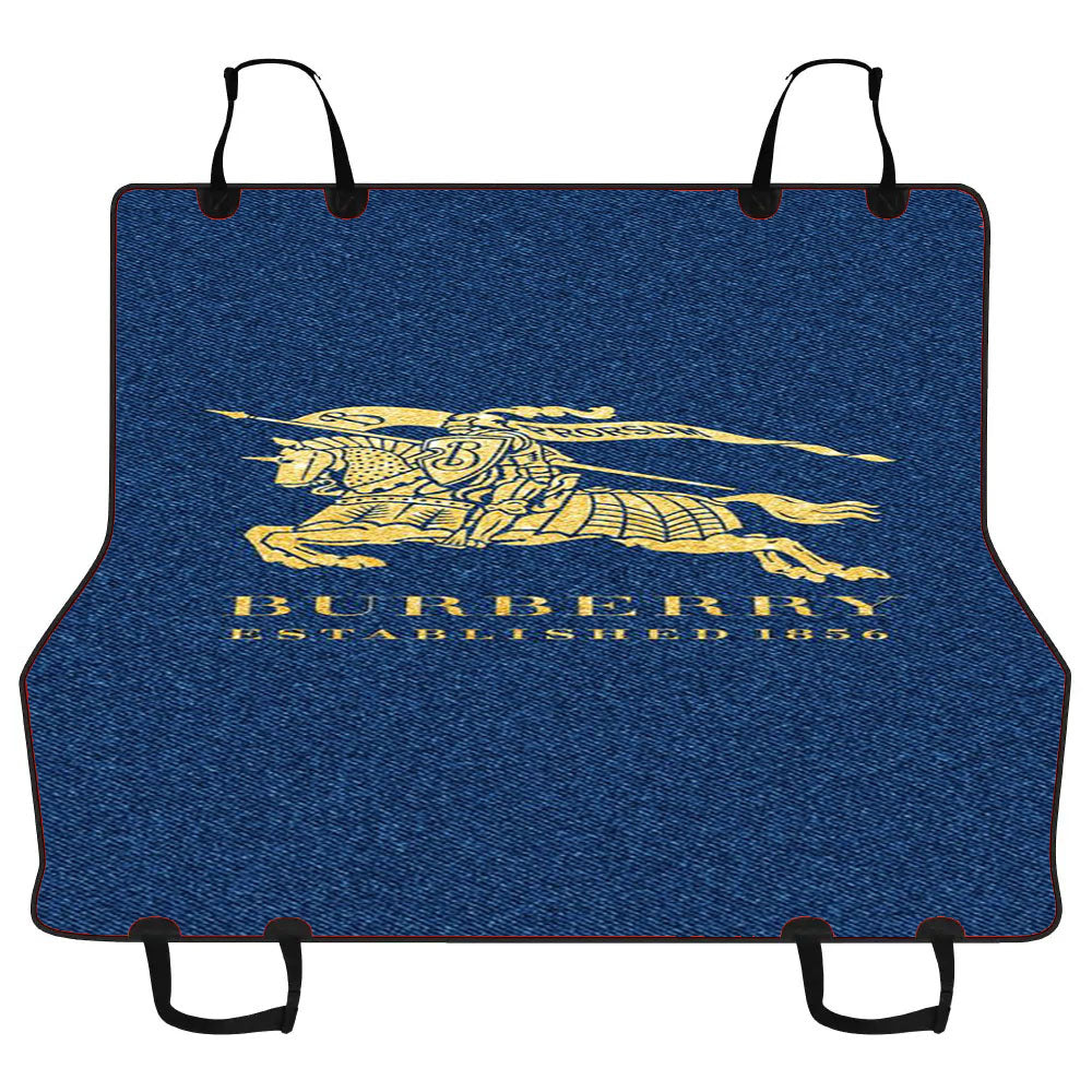 Gold Burberry On Blue Glitter Car Pet Seat Cover