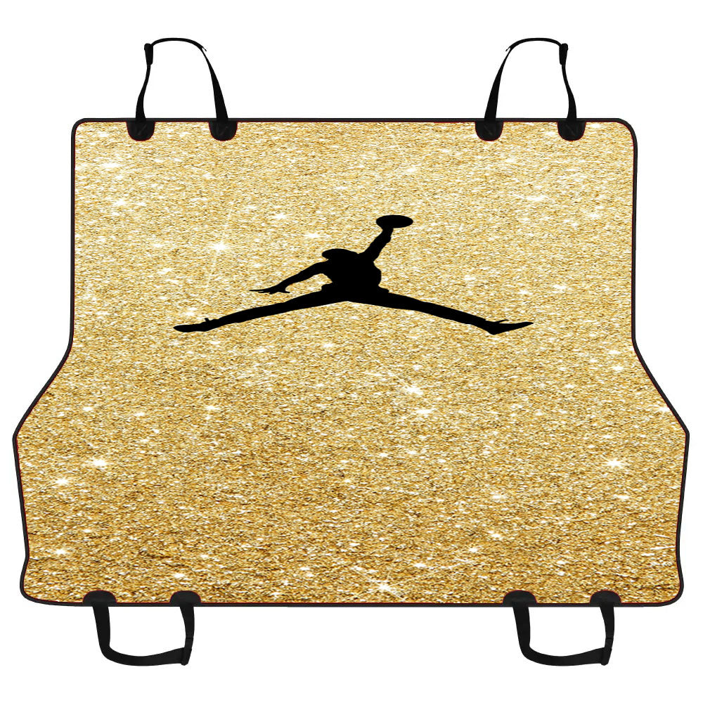 Gold Glitter Air Jordan Logo Car Pet Seat Cover