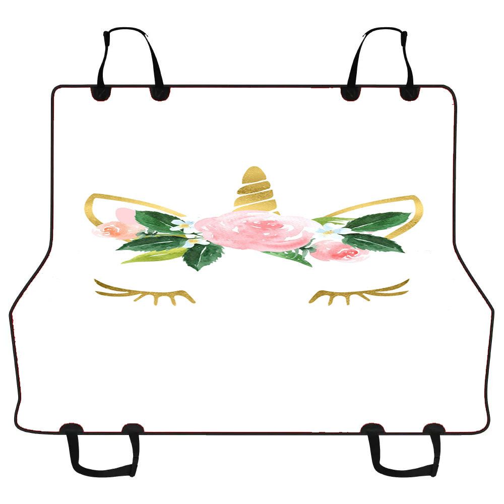 Gold Unicorn Flower Crown Nursery Girls Car Pet Seat Cover