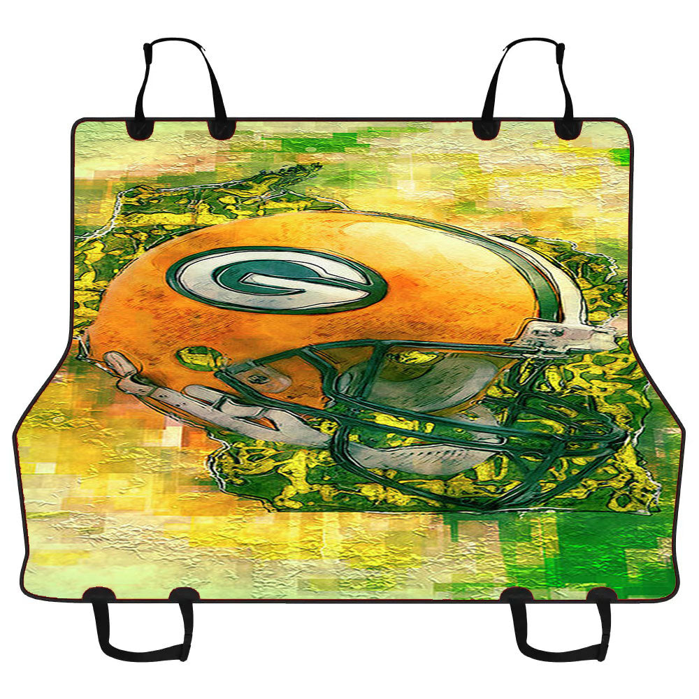 Green Bay Packers Helmet Abstract Art Car Pet Seat Cover