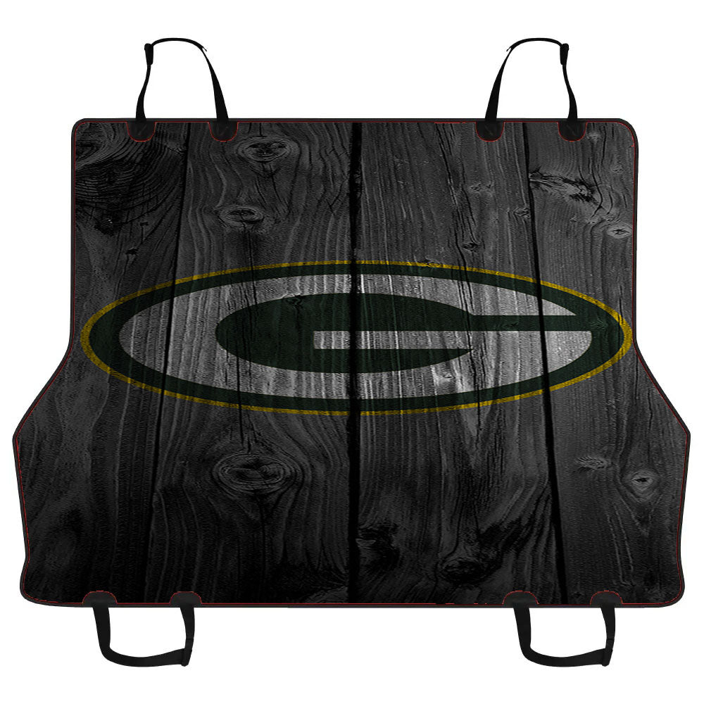 Green Bay Packers Nfl Logo Dark Wood Wallpaper Car Pet Seat Cover