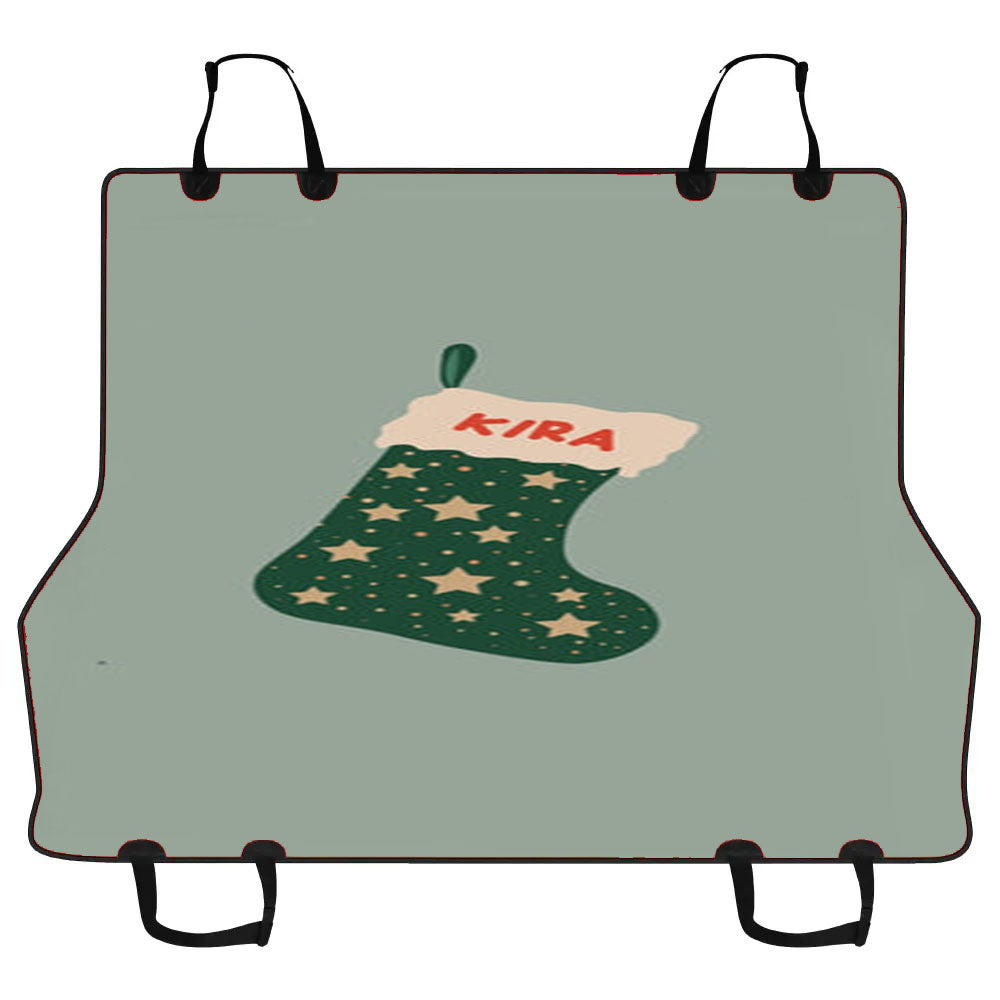 Green Stocking - Personalised Christmas Car Pet Seat Cover