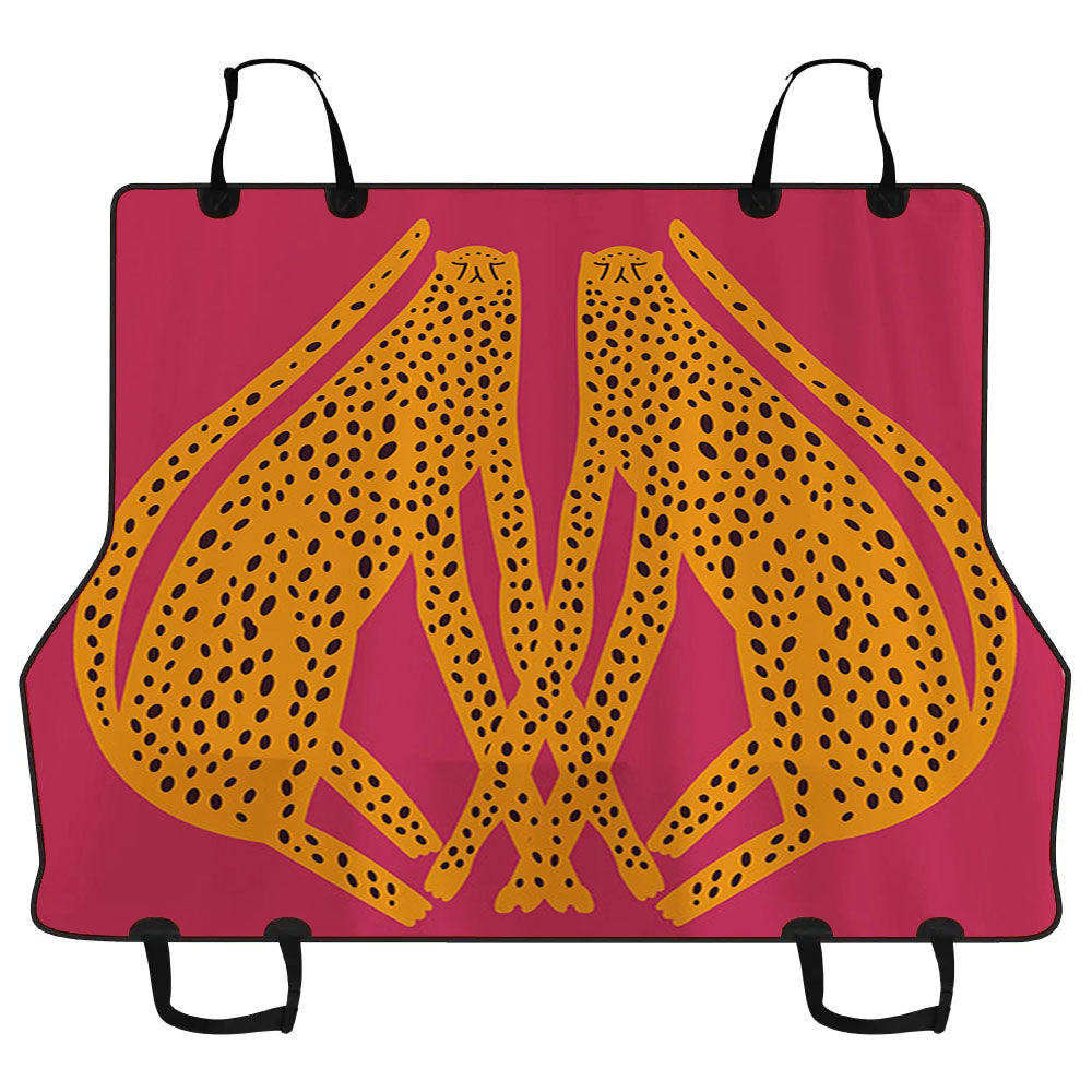 Hand Drawn Cute Leopards Hot Pink Car Pet Seat Cover