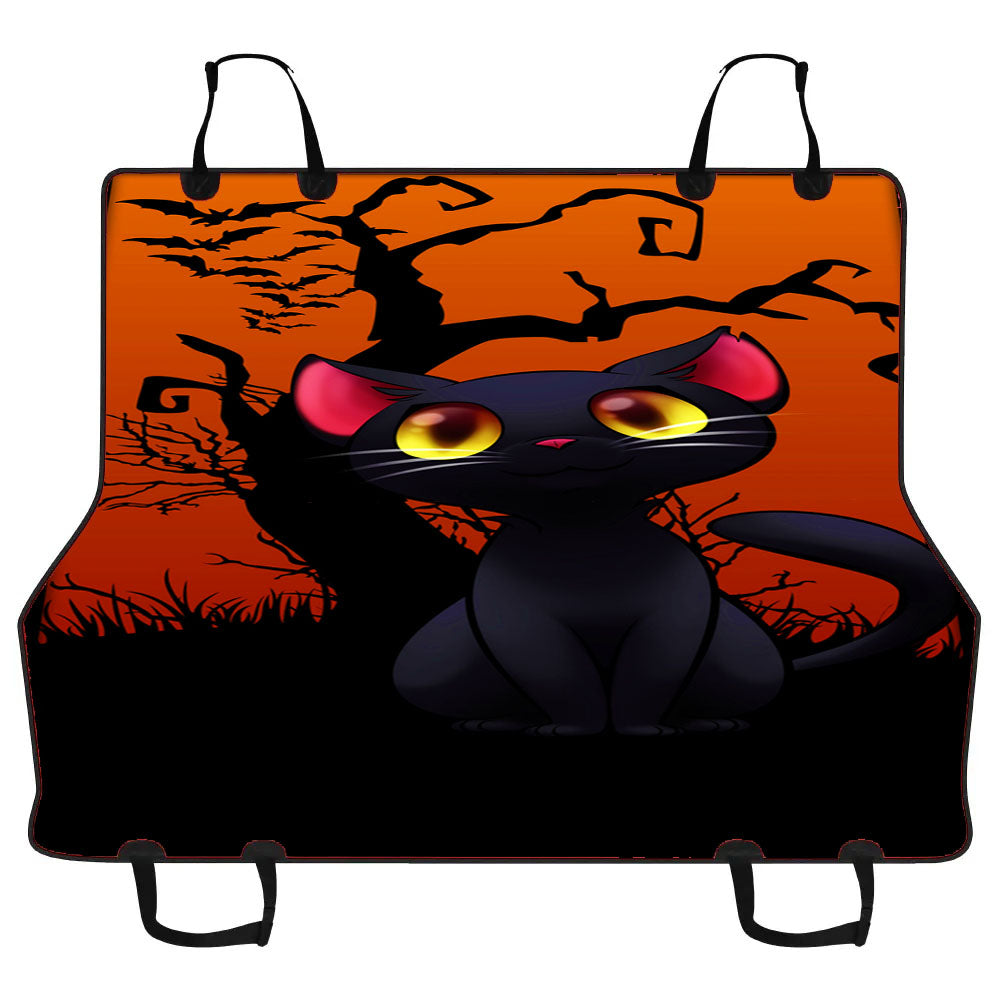 Happy Halloween Black Kitty Car Pet Seat Cover