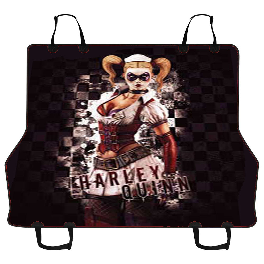 Harley Quinn Faded Checkered Flag Car Pet Seat Cover