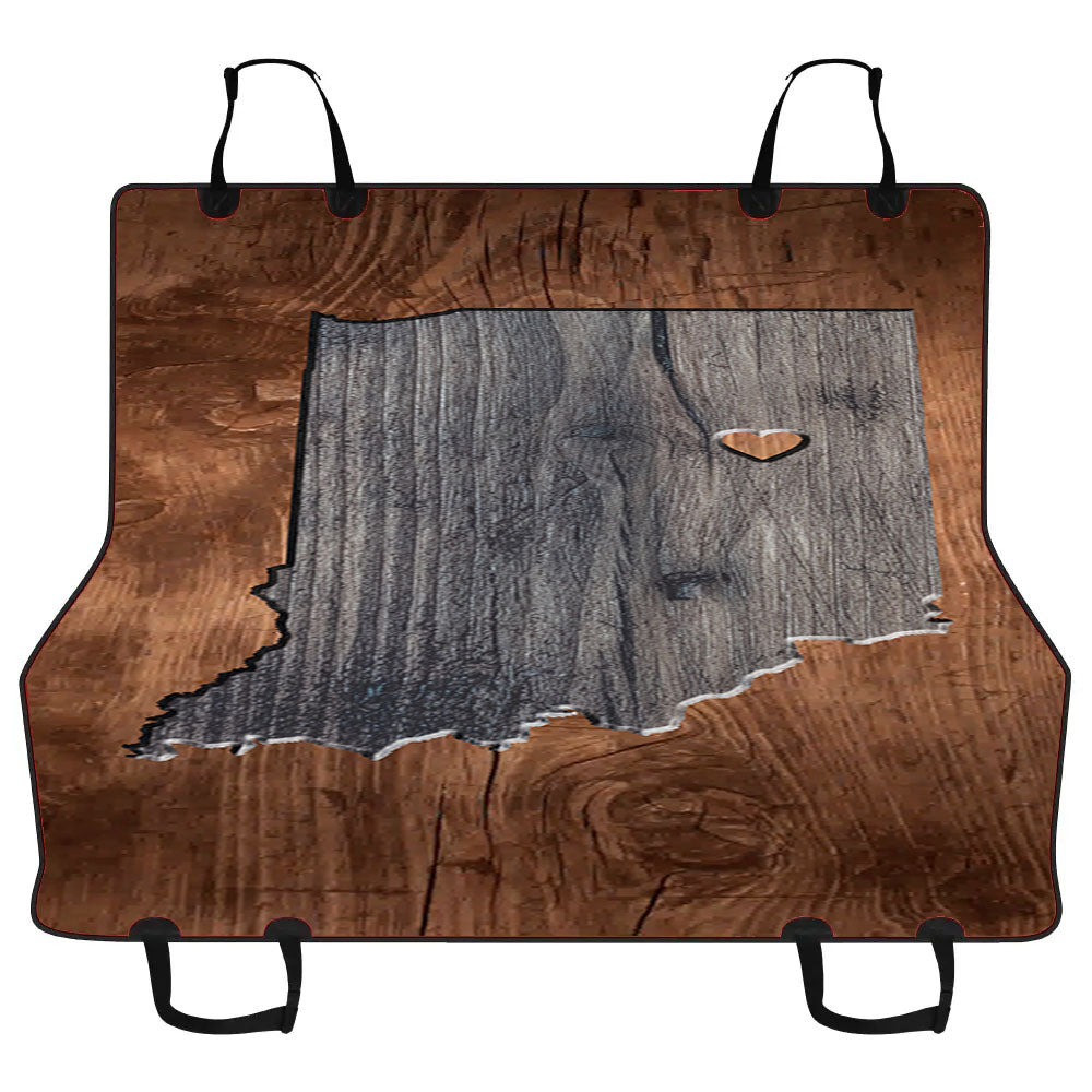 Indiana States Map Two Tone Wood Texture Car Pet Seat Cover