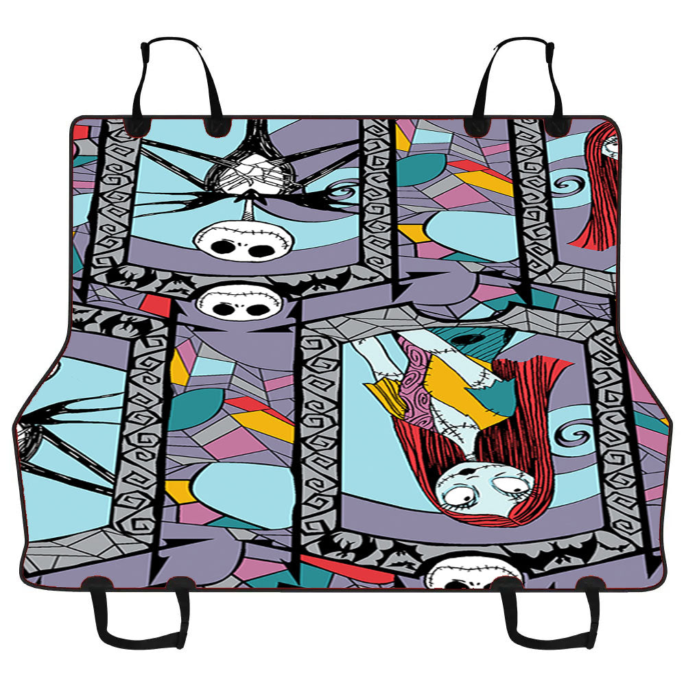 Jack And Sally Stained Glass Mosaic Art Car Pet Seat Cover