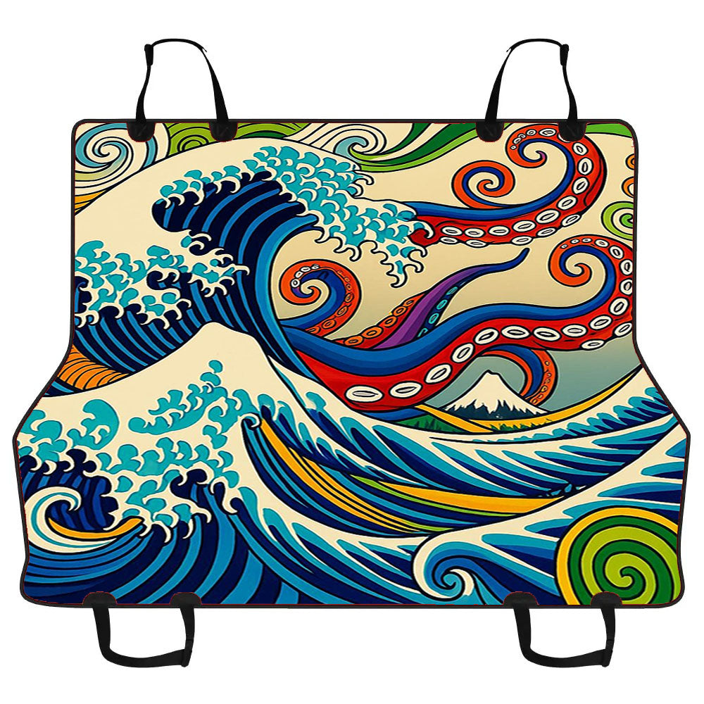 Japanese Wave Octopus Car Pet Seat Cover