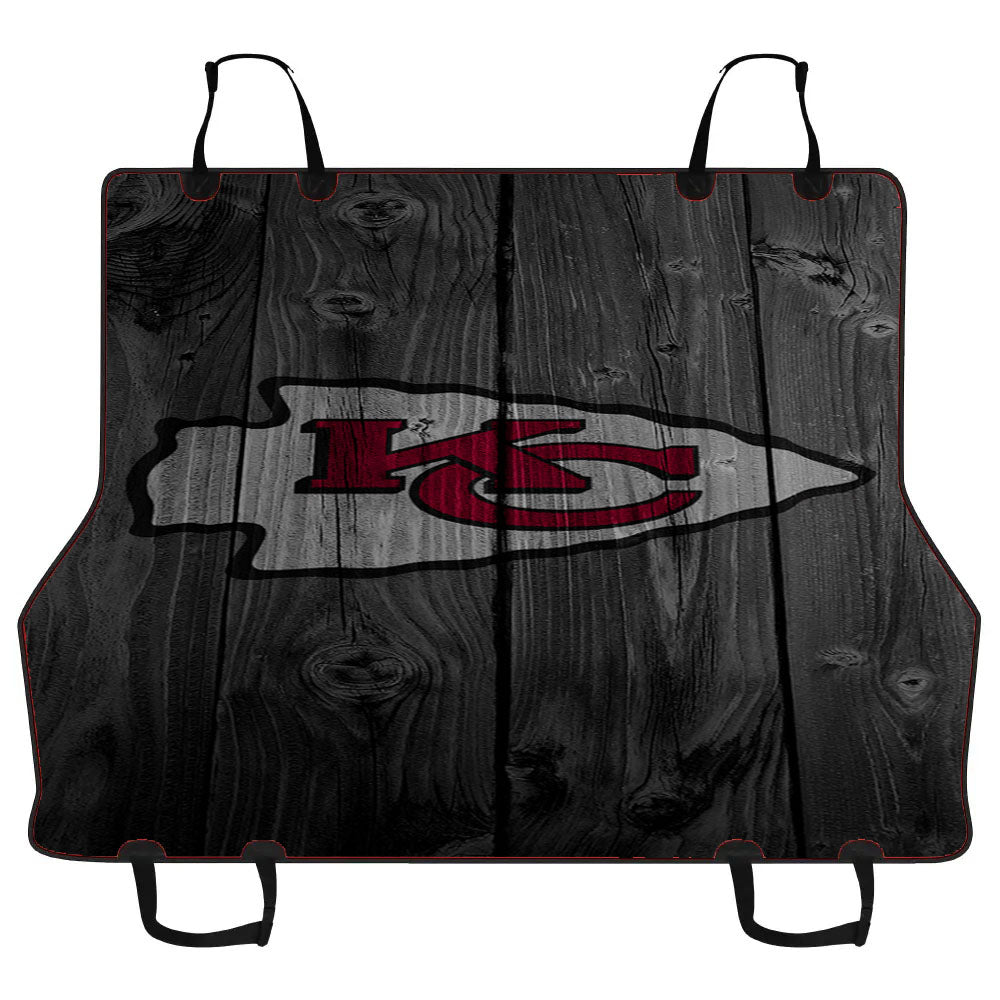 Kansas City Chiefs Nfl Logo Dark Wood Wallpaper Car Pet Seat Cover