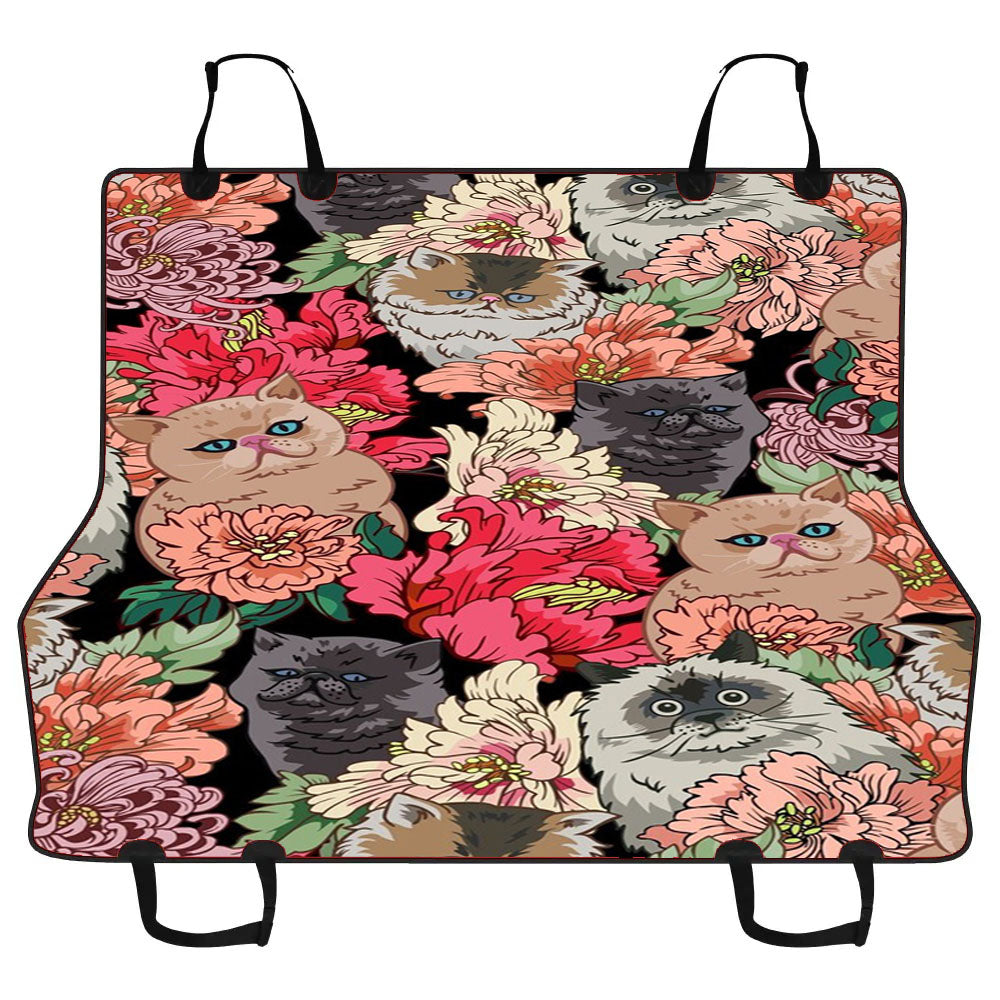 Many Cats Over Flowers Car Pet Seat Cover
