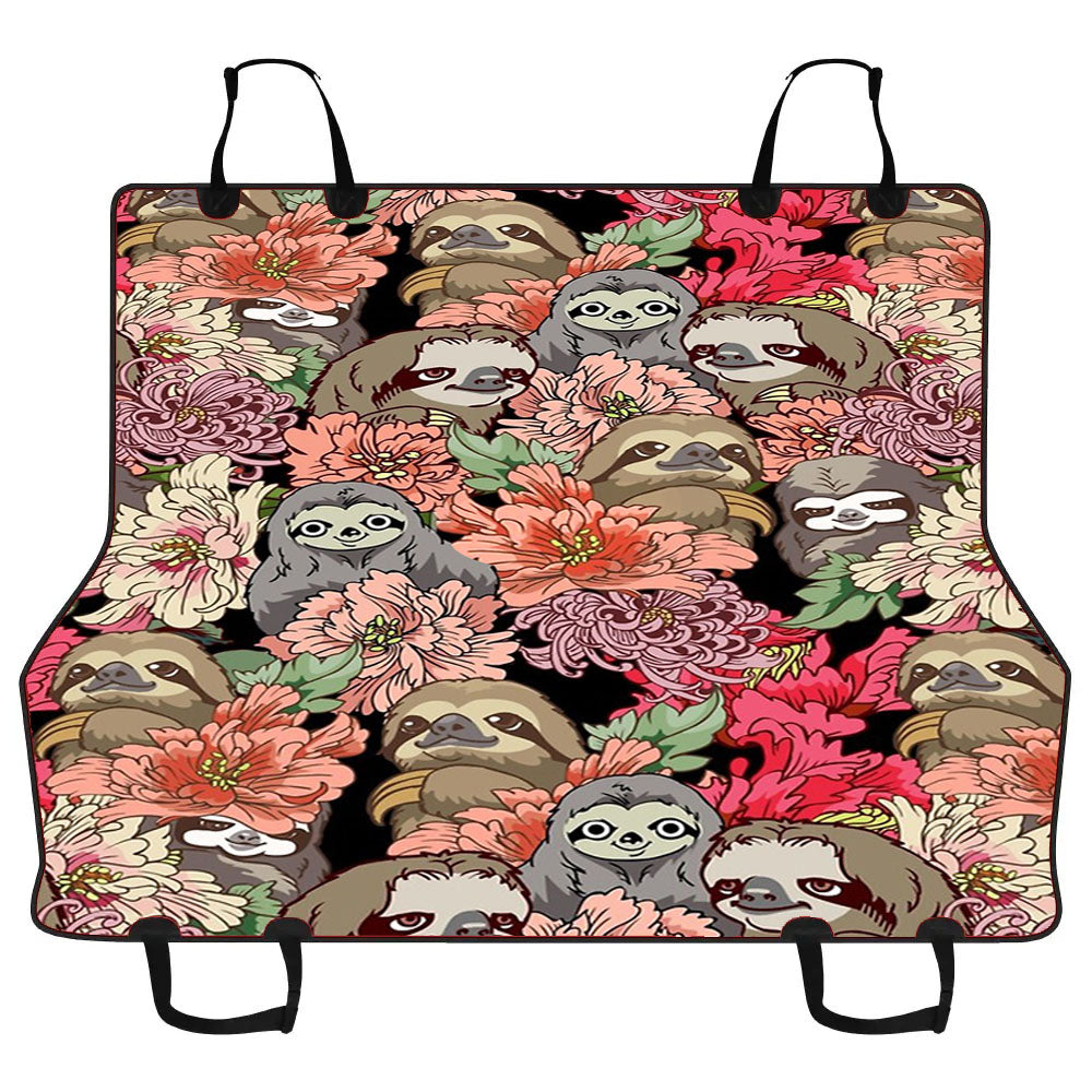 Many Sloths Over Flowers Car Pet Seat Cover