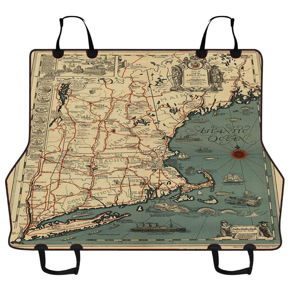 Map Of New England From 1928 Car Pet Seat Cover