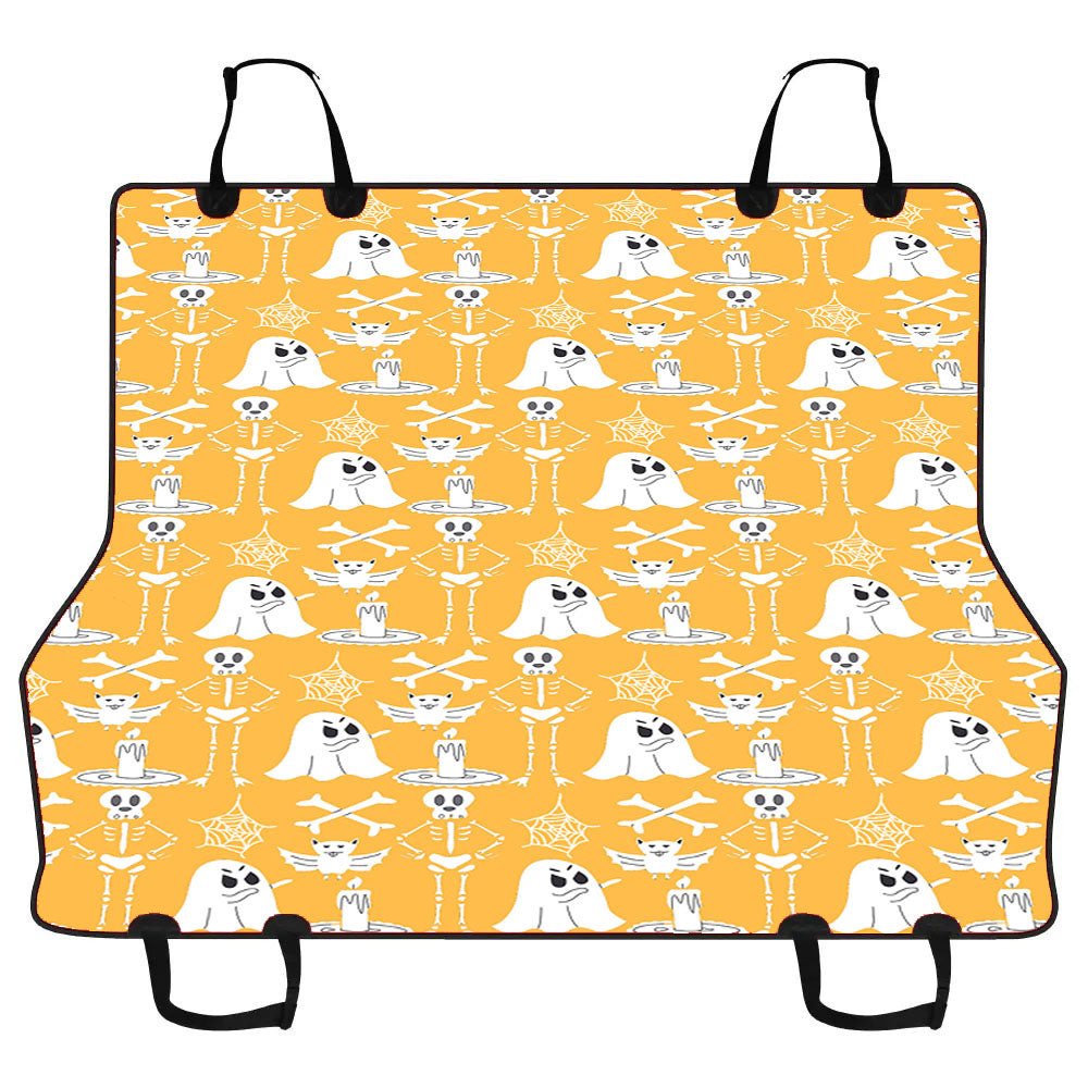 Yellow Pattern Halloween Ghost Skeleton Car Pet Seat Cover