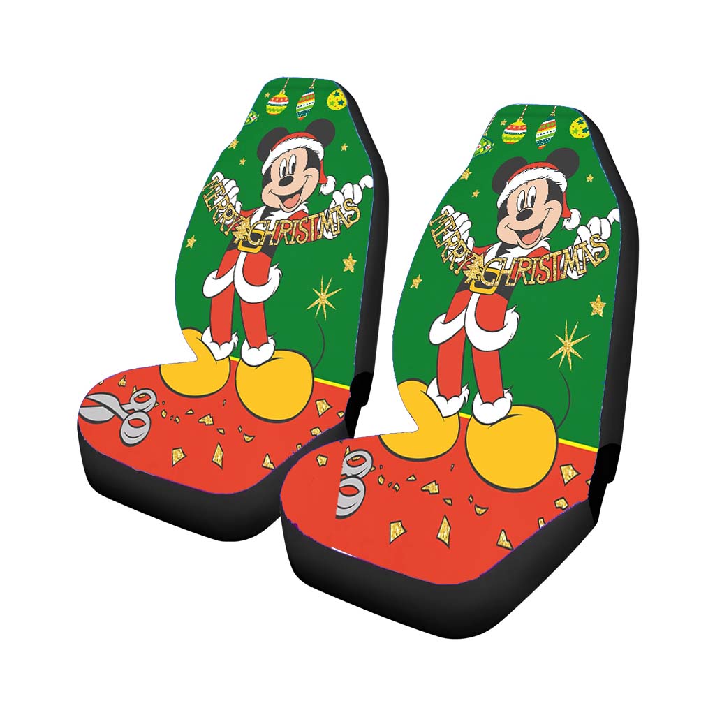 Merry Christmas Cutout Mickey Car Front Seat Covers
