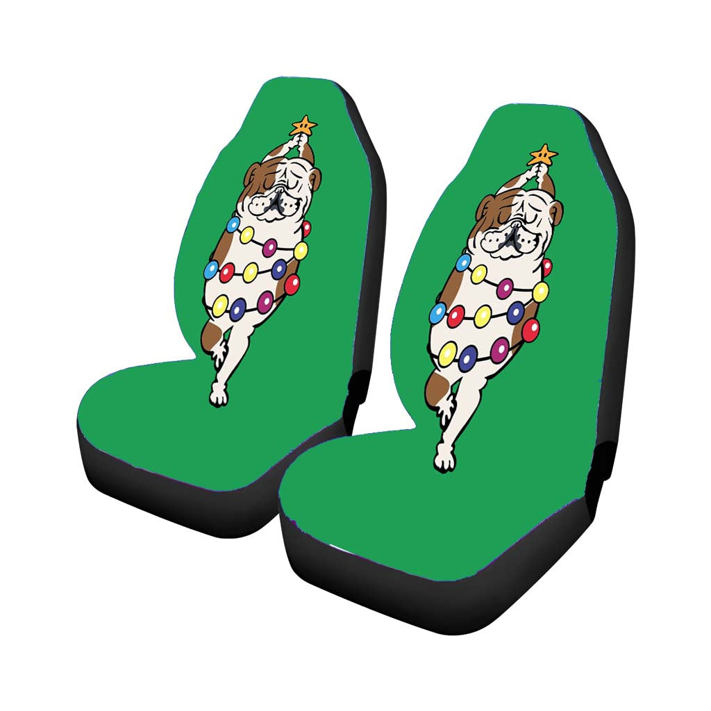 Merry Christmas English Bulldog Car Front Seat Covers