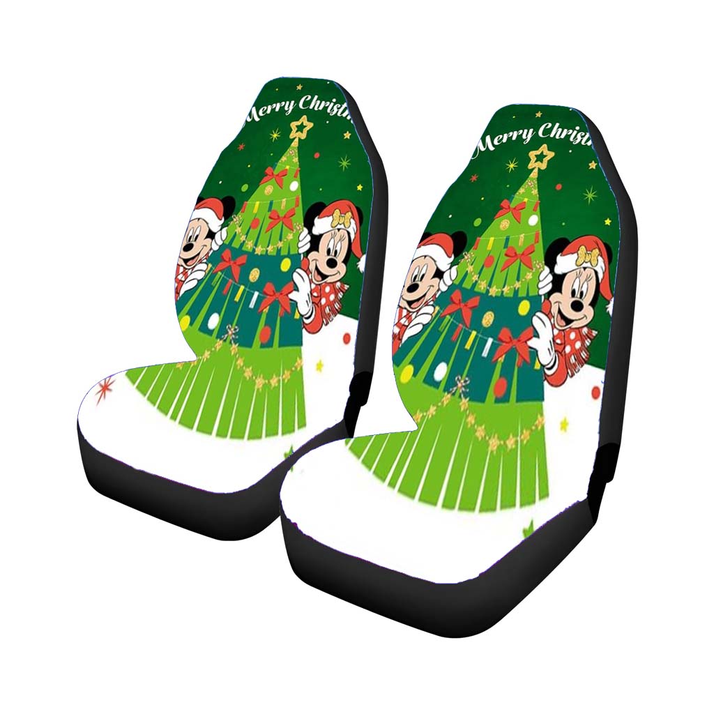 Merry Christmas Mickey And Minnie Tree Car Front Seat Covers