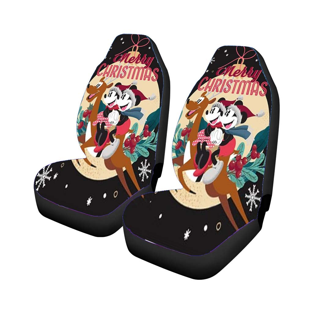 Merry Christmas Reindeer Mickey And Minnie Car Front Seat Covers