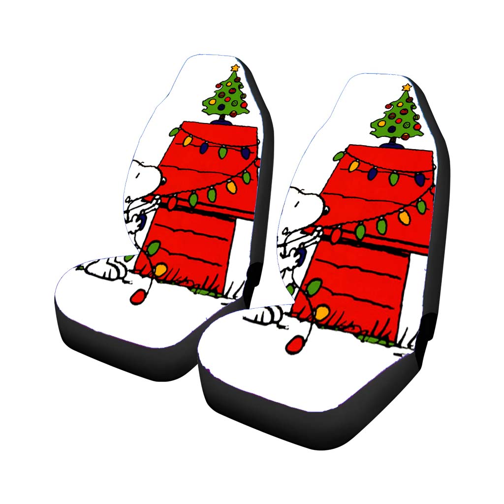 Merry Christmas Snoopy Car Front Seat Covers