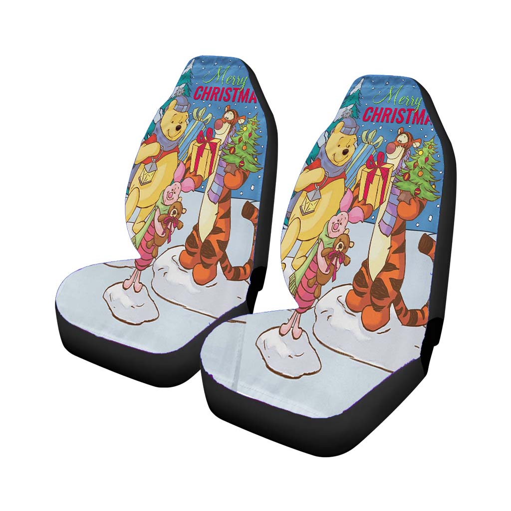Merry Christmas Winnie The Pooh Car Front Seat Covers