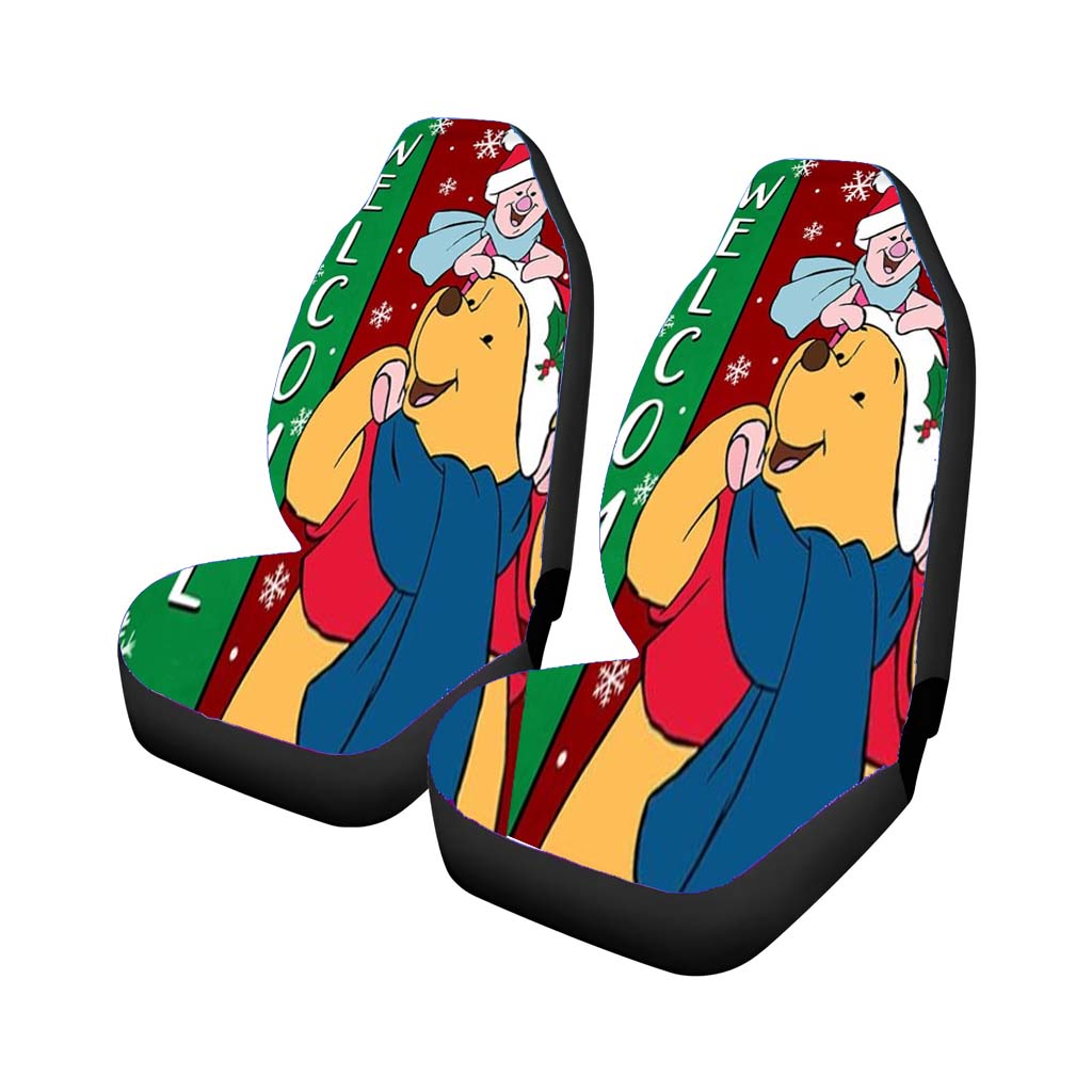 Merry Christmas Winnie The Pooh And Piglet Car Front Seat Covers