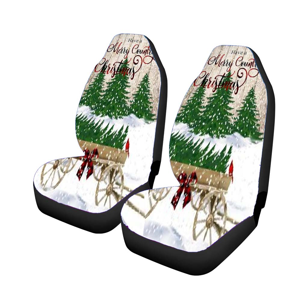 Merry Country Christmas Car Front Seat Covers