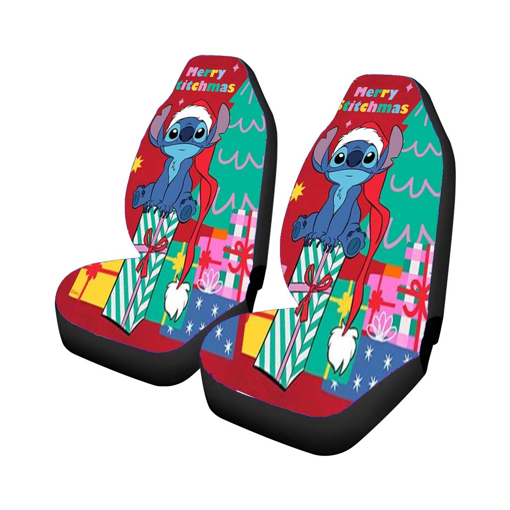 Merry Stitchmas Stitch Car Front Seat Covers