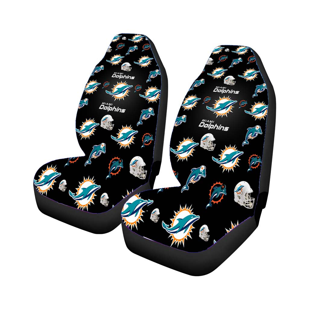 Miami Dolphins Logo Pattern Car Front Seat Covers