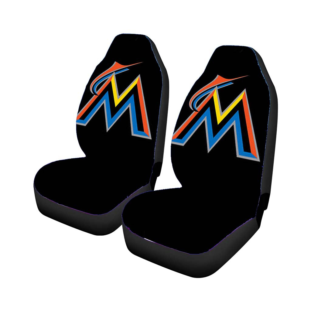 Miami Marlins Baseball Logo Black Car Seat Cover Waterproof Protection