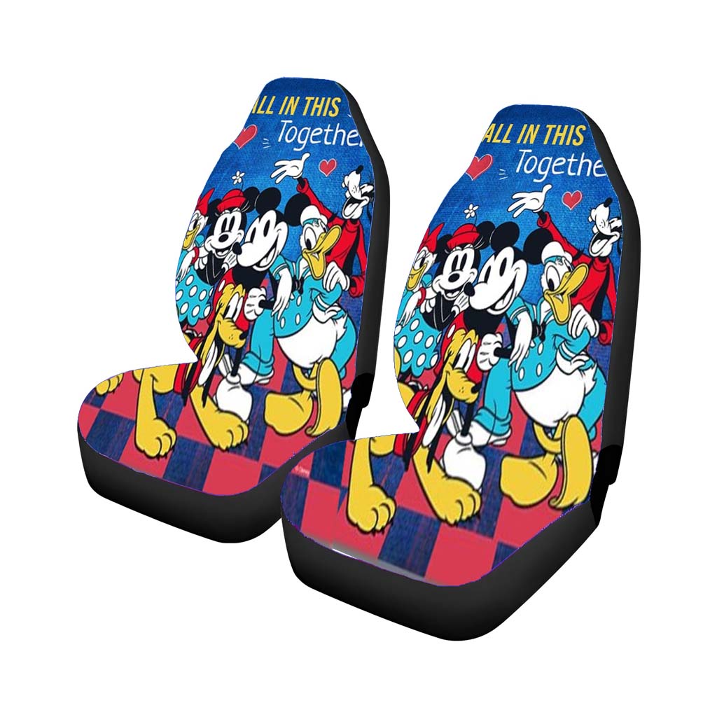 Mickey And Friends Together Car Front Seat Covers