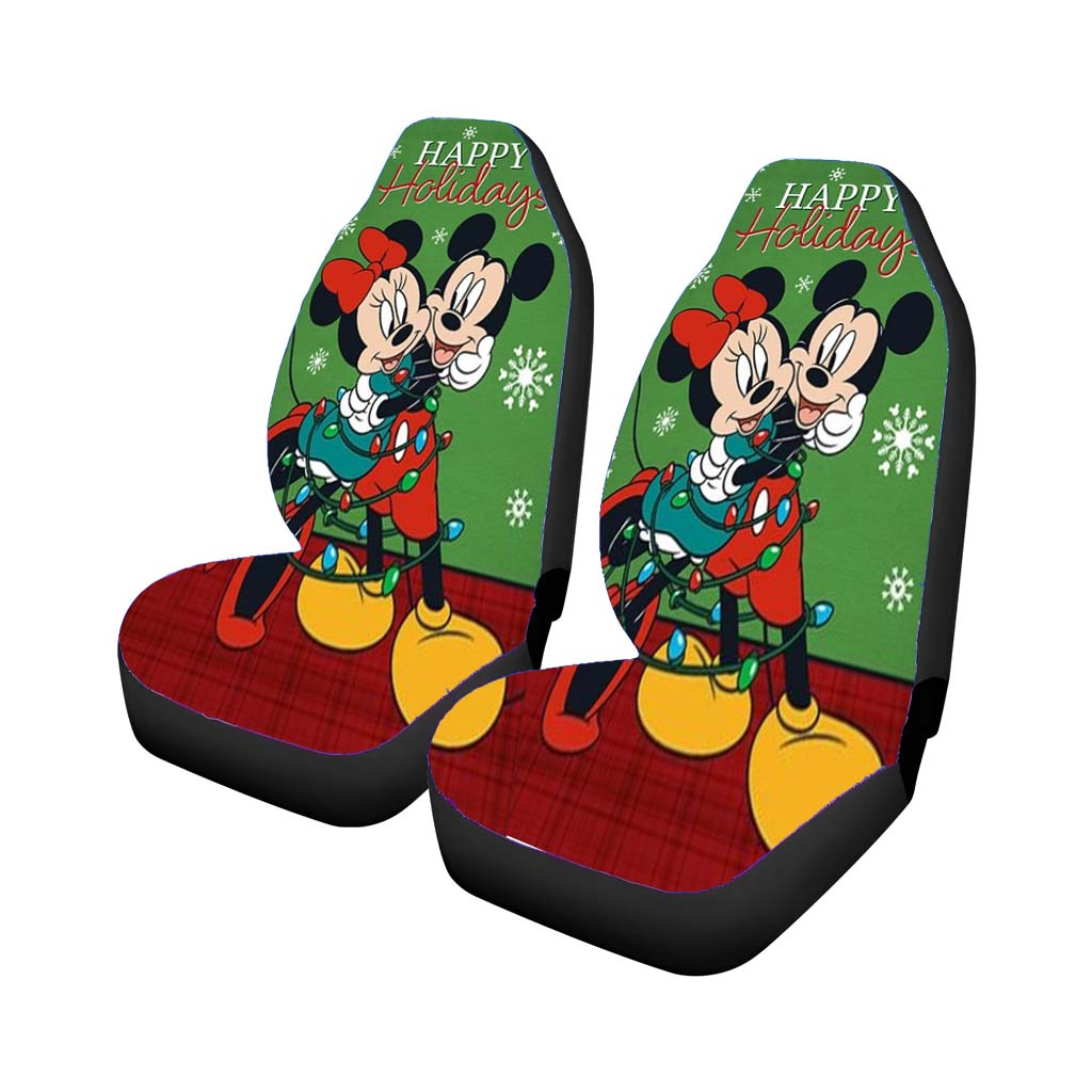 Mickey And Minnie Christmas Light Tangle Car Front Seat Covers