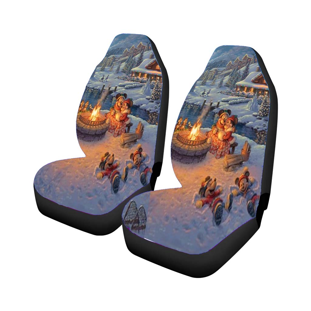 Mickey And Minnie Christmas Lodge Car Front Seat Covers